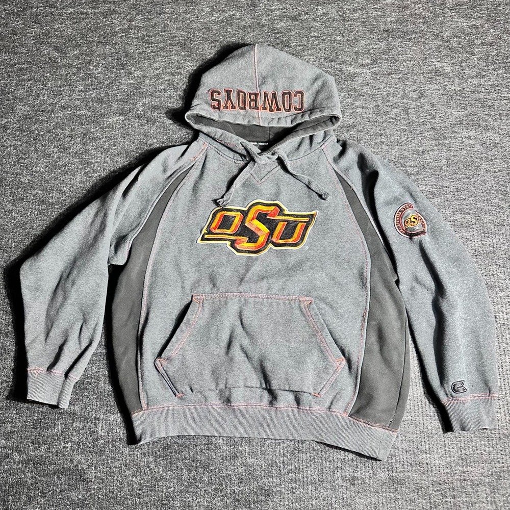 Colosseum Oklahoma State University OSU Cowboys Hoodie Gray Orange Mens L (D9)